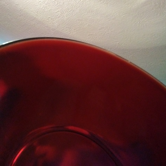 Vintage Royal Ruby Cherry Red Glass Big Serving Bowl Salad Dinner Anchor - Picture 6 of 9